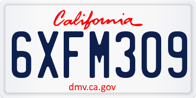 CA license plate 6XFM309