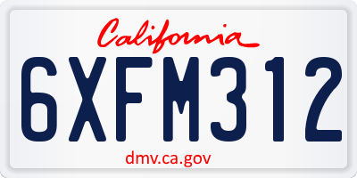 CA license plate 6XFM312