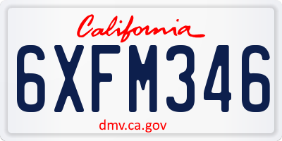 CA license plate 6XFM346