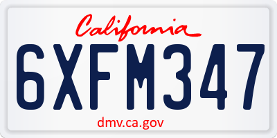 CA license plate 6XFM347