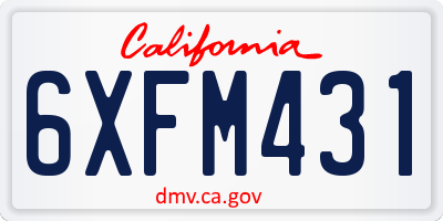 CA license plate 6XFM431