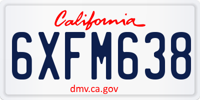 CA license plate 6XFM638