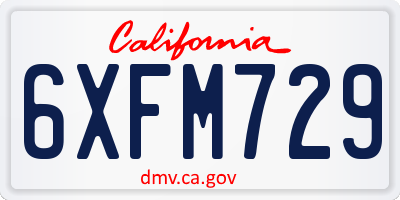 CA license plate 6XFM729