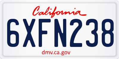 CA license plate 6XFN238