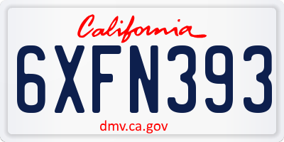 CA license plate 6XFN393