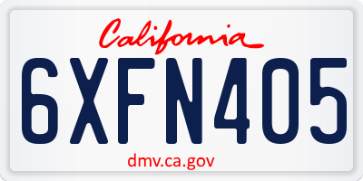 CA license plate 6XFN405