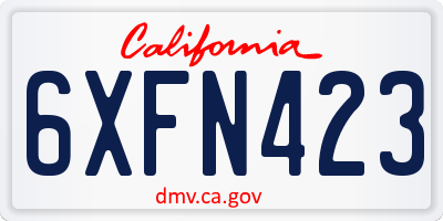 CA license plate 6XFN423