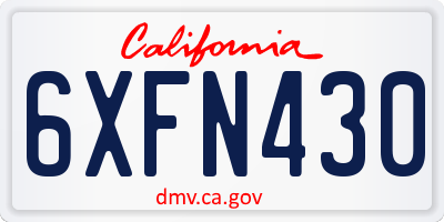 CA license plate 6XFN430