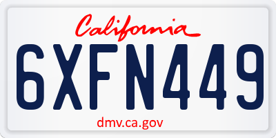 CA license plate 6XFN449