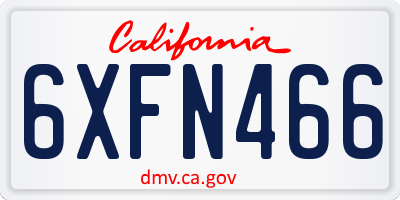 CA license plate 6XFN466