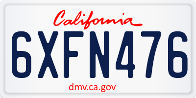CA license plate 6XFN476