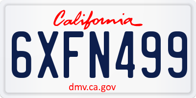 CA license plate 6XFN499