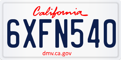CA license plate 6XFN540
