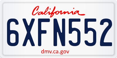 CA license plate 6XFN552