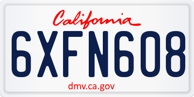 CA license plate 6XFN608