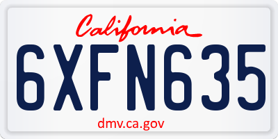 CA license plate 6XFN635