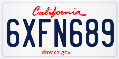 CA license plate 6XFN689