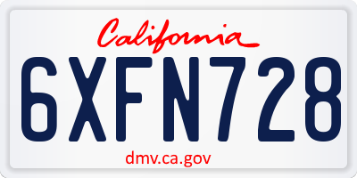CA license plate 6XFN728
