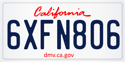 CA license plate 6XFN806