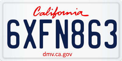 CA license plate 6XFN863
