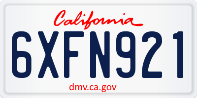 CA license plate 6XFN921