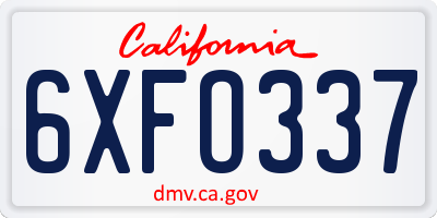 CA license plate 6XFO337