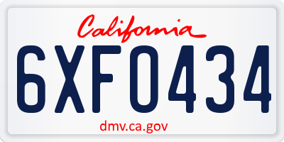 CA license plate 6XFO434