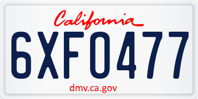 CA license plate 6XFO477