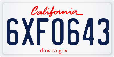 CA license plate 6XFO643