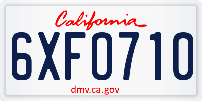 CA license plate 6XFO710