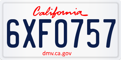 CA license plate 6XFO757
