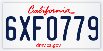 CA license plate 6XFO779