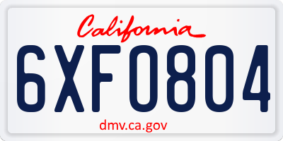 CA license plate 6XFO804