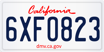 CA license plate 6XFO823