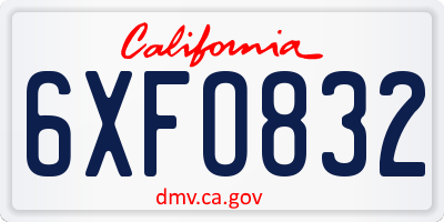 CA license plate 6XFO832