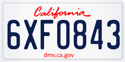 CA license plate 6XFO843