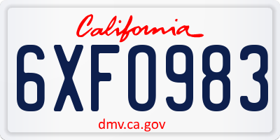 CA license plate 6XFO983