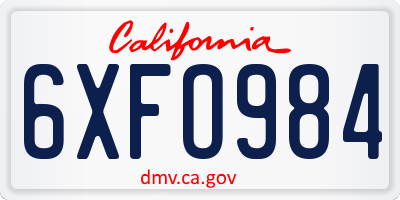 CA license plate 6XFO984