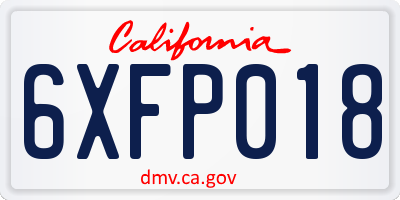 CA license plate 6XFP018