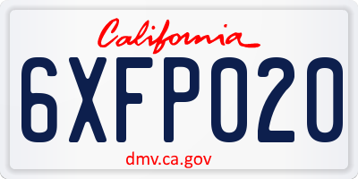 CA license plate 6XFP020