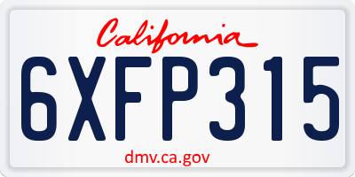 CA license plate 6XFP315
