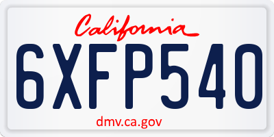 CA license plate 6XFP540