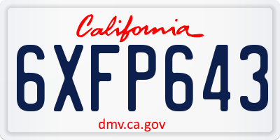 CA license plate 6XFP643