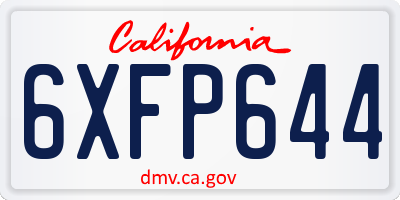 CA license plate 6XFP644