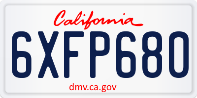 CA license plate 6XFP680