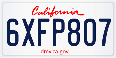 CA license plate 6XFP807