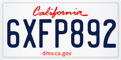 CA license plate 6XFP892