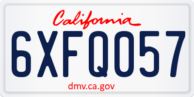 CA license plate 6XFQ057