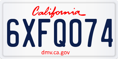 CA license plate 6XFQ074