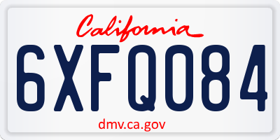 CA license plate 6XFQ084